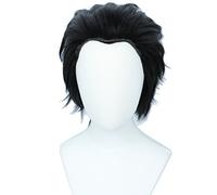 Linfairy Anime Cosplay Short Straight Black Wig Halloween Costume Wig for Unisex (black)