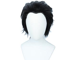Linfairy Anime Cosplay Short Straight Black Wig Halloween Costume Wig for Unisex (black)