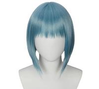 Linfairy Anime Cosplay Short Straight Wig Halloween Costume Party Cosplay Wig for Women (Cadet Blue)