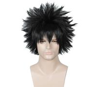 Linfairy Anime Cosplay Short Wig Halloween Costume Wigs for Unisex (Black)