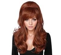 Linfairy Long Wavy Auburn Copper Wig Big Bouffant Beehive Wigs for Women fits 50s 80s Costume (Auburn Copper)