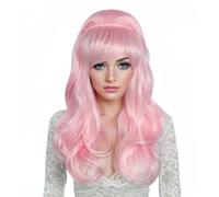Linfairy Long Wavy Pink Wig Big Bouffant Beehive Wigs for Women fits 50s 80s Costume