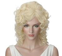 Linfairy Long Wavy Wig Big Bouffant Beehive Wigs for Women fits 50s 80s Costume (Blonde)