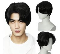 Linfairy Short Black Curly Wig Halloween Costume Party Cosplay Anime Wig for Unisex (Black)