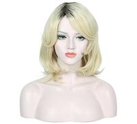Linfairy Short Blonde Ombre Halloween Costume Cosplay Wig for Women