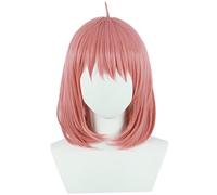 Linfairy Short Bob Pink Anya Forger Cosplay Wig Fancy Dress Costume Accessories for Women