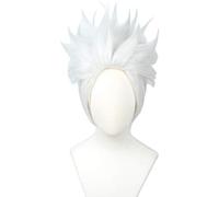 Linfairy Short Layered Cosplay Wig Halloween Costume Silvery White Wig Not Style