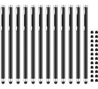 Linfanc Stylus Pens for Touch Screens - 12 Pack High Sensitivity and Precision Capacitive Stylus, Matte Black with 24 Extra Tips