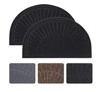 Linfevisi Black Half Circle Door Mat Indoor Entrance Welcome Mats for Front Door Small Half Round Doormat Outdoor Rubber Back Half Moon Entryway Mats Non Slip Rug for Entry Patio 18x30 Inch 2 Pack