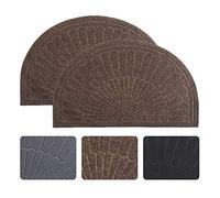Linfevisi Brown Half Circle Door Mat Indoor Entrance Welcome Mats for Front Door Small Half Round Doormat Outdoor Rubber Back Half Moon Entryway Mats Non Slip Rug for Entry Patio 18x30 Inch 2 Pack