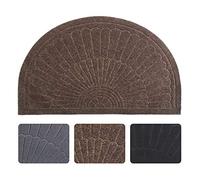 Linfevisi Brown Half Circle Door Mat Indoor Entrance Welcome Mats for Front Door Small Half Round Doormat Outdoor Rubber Back Half Moon Entryway Mats Non Slip Rug for Entry Patio 18x30 Inch