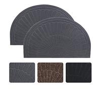 Linfevisi Gray Half Circle Door Mat Indoor Entrance Welcome Mats for Front Door Small Half Round Doormat Outdoor Rubber Back Half Moon Entryway Mats Non Slip Rug for Entry Patio 18x30 Inch 2 Pack