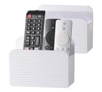 LINFIDITE 2 Pack Adhesive TV Remote Control Holder Wall Mount TV Holder For Bedside Wall Caddy Storage Organizer Stand Box （For 2 Or 4 Remote Controls - White）