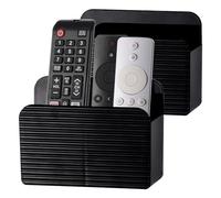 LINFIDITE 2 Pack Adhesive TV Remote Control Holder Wall Mount TV Holder For Bedside Wall Caddy Storage Organizer Stand Box （For 2 Or 4 Remote Controls - Black）