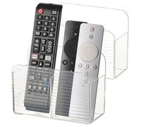 LINFIDITE 2 Pack Adhesive TV Remote Control Holder Wall Mount TV Holder For Bedside Wall Caddy Storage Organizer Stand Box （For 2 Or 4 Remote Controls - Transparent ）