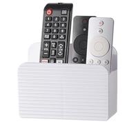 LINFIDITE Adhesive TV Remote Control Holder Wall Mount TV Holder For Bedside Wall Caddy Storage Organizer Stand Box （For 2 Or 4 Remote Controls - White - Quantity 1）