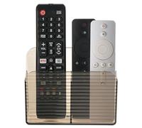 LINFIDITE Adhesive TV Remote Control Holder Wall Mount TV Holder For Bedside Wall Caddy Storage Organizer Stand Box （For 2 Or 4 Remote Controls -Clear Brown - Quantity 1）