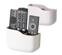 LINFIDITE Adhesive TV Remote Control Holder Wall Mount TV Holder Wall Remote Control Caddy Storage Organizer Universal Controller Stand Box (For 2 Or 3 Remote Controls-White-Quantity2