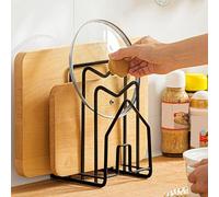 LINFIDITE Chopping Board Holder Rack Cutting Board Rack Pot LidKitchen Cookware Storage Freestanding Stand Countertop organiser Holder for Pans Lids,Chopping Board,12.5x14.5x21.5cm Black