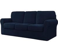 LINFKY 7 Pieces Stretch Sofa Covers 3 Seater with 3 Separate Backrests and 3 Seat Cushion Covers, Jacquard Spandex Sofa Slipcover Replacement Furniture Protector (Sofa, Navy)
