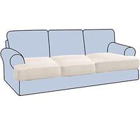 LINFKY Stretch T Cushion Sofa Slipcover T Cushion Covers for Living Room Armchair Couch Cover T Cushion Slipcover Seat Cover with Elastic Bands Thicker Jacquard Fabric (Ivory,3 Seater)