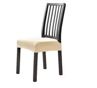 LinFortune Dining Chair Slipcover Seat Covers for Dining Room, Soft Velvet Dining Chair Cover Washable Chair Seat Slipcovers Protector (Beige, 2)