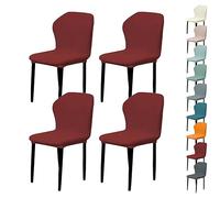 LinFortune Plaid Dining Chair Cover Stretch Dining Room Chair Slipcovers Washable Kitchen Chair Seat Protector Thickened for Hotel,Red 4pcs