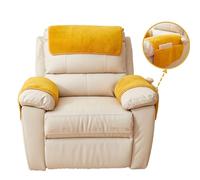 LinFortune Recliner Chair Covers 3 Pieces Sherpa Fleece Sofa Armrest Cover for Recliner Chair with Storage Pockets Non-Slip Headrest Couch Cover for Dogs Washable Furniture Protector (Yellow,1 Seat)
