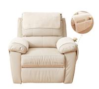 LinFortune Recliner Chair Covers 3 Pieces Sherpa Fleece Sofa Armrest Cover for Recliner Chair with Storage Pockets Non-Slip Headrest Couch Cover for Dogs Washable Furniture Protector (Cream,1 Seat)