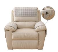 LinFortune Recliner Chair Covers 4 Pieces Flannel Sofa Armrest Cover Headrest Cover for Recliners Soft Non-Slip 2 Arm Rest Covers and 2 Headrest Protector for Recliner Leather Sofa Couch(Grey,2 Seat)
