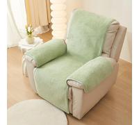 LinFortune Recliner Chair Covers Sherpa Fleece Soft Warm Sofa Slipcover Furniture Protector Non-Slip Washable Reclining Chair Cover for Kids, Pets (Green,30"x91")