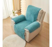 LinFortune Recliner Chair Covers Sherpa Fleece Soft Warm Sofa Slipcover Furniture Protector Non-Slip Washable Reclining Chair Cover for Kids, Pets (Lake Blue,30"x91")