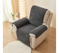 LinFortune Recliner Chair Covers Sherpa Fleece Soft Warm Sofa Slipcover Furniture Protector Non-Slip Washable Reclining Chair Cover for Kids, Pets (Dark Grey,22"x82")