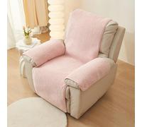 LinFortune Recliner Chair Covers Sherpa Fleece Soft Warm Sofa Slipcover Furniture Protector Non-Slip Washable Reclining Chair Cover for Kids, Pets (Pink,30"x91")