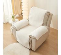 LinFortune Recliner Chair Covers Sherpa Fleece Soft Warm Sofa Slipcover Furniture Protector Non-Slip Washable Reclining Chair Cover for Kids, Pets (Cream,22"x82")