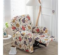 LinFortune Recliner Covers for Electric Chair with Pockets, 4 Pieces Floral Stretch Recliner Slipcovers Non-Slip Sofa Cover Furniture Protector for Living Room (Beige Chrysanthemum)