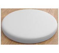 LinFortune Round Soft Leather Kitchen Chair Cushion,Round Seat Cushions 4.5CM Thick Non-Slip Memory Foam Chair Pads Stool Cushion (White, 45cm)