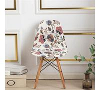 LinFortune Scandinavian Dining Room Chair Covers, Stretch Shell Chairs Covers Armless Chair Slipcovers Removable Washable for Kitchen, Bedroom,Living Room, Lounge (Flower Vine,4 pcs)