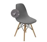 LinFortune Stretch Dining Room Chair Covers Waterproof Scandinavian Shell Chairs Covers, Removable Washable Armless Chair Slipcovers for Bedroom, Living Room, Lounge (Grey,Set of 6)