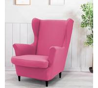 LinFortune Wingback Chair Covers 2 Piece Stretch Wing Chair Cover Sofa Cover Armchair Slipcover Washable Non-Slip Furniture Protector for Living Room Bedroom (Hot Pink)