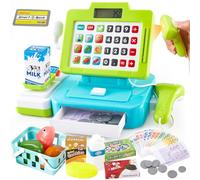 LINFUN KIDS Toy Till Cash Register with Scanner, Childrens Shopping Till Role Play Toys Checkout Kids Play Money Games Gifts for Child Boys Girls 3 4 5 6 Years Old, Green