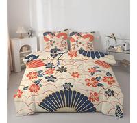 Linfye Beige Flowers Super King Duvet, Anti Allergy Coverless Duvet Set for All Seasons, 7.12 Tog Abstract Clouds Bed Quilts Set - Soft & Washable Bedding Comforter with 2 Pillowcases