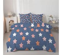 Linfye Colorful Stars Double Duvet, Anti Allergy Coverless Duvet Double for All Seasons, 7.25 Tog Modern Pattern Bed Quilts Set - Soft & Washable Bedding Comforter with 2 Pillowcases