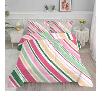 Linfye Double Duvet Colorful Stripes Coverless Duvet Reversible Comforter Set with 2 Pillowcases Hypoallergenic Printed Duvet Soft Summer Duvet Machine Washable Duvet Double 200x200cm