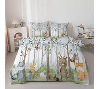 Linfye Green Jungle Super King Duvet Anti Allergy Coverless Duvet Set for All Seasons - 7.5 Tog Cartoon Animals Bed Quilts Set - Soft & Washable Bedding Comforter with 2 Pillowcases