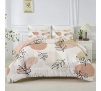 Linfye Modern Beige Single Duvet, Reversible Coverless Branch Plants Duvet Single, Anti Allergy Bed Quilt 7.5 Tog for All Seasons - 1 Soft Washable Comforter Bedding with 2 Pillowcases - B22