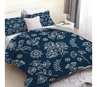Linfye Navy Blue Bohemia King Size Duvet, Reversible Coverless Gray Plant Branches Duvet King Size, Anti Allergy Bed Quilt King 7.5 Tog for All Seasons - 1 Soft Comforter Bedding with 2 Pillowcases