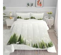 Linfye Super King Duvet Christmas Tree Green Coverless Duvet Reversible Comforter Set with 2 Pillowcases Hypoallergenic Printed Duvet Soft Summer Duvet Machine Washable Superking Duvets 220x260cm