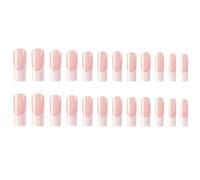 Ling & Bai 24Pcs Long Square French False Nails, Fake Stick on Matte Nude White Full Cover Glue-on for Women and Girls (Pink, One Size)