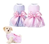 Ling & Bai 2Pcs Cute Dog Dresses Cats Princess Dress Dogs Summer Outfits with Bowknot Apparel Pet Clothes for Puppy Kitten (Pink & Purple, M)